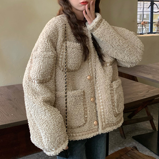 【50％OFF】弾丸韓国旅行しちゃう女の子のステッチボアコート_N0348