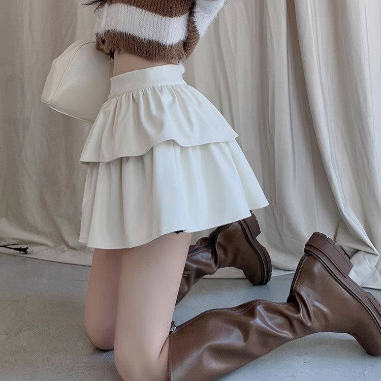 少し強気になれるレザーフリルスカート_N1662 – merci latte