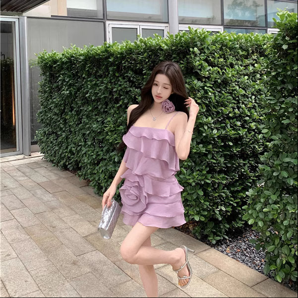 mifumi ドロップショルダーpuffワンピース ラベンダー ラベンダーが