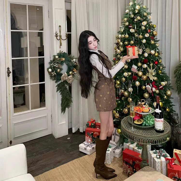 古い洋書の香りが似合う、フラワーツイードワンピース_R0456 – merci latte