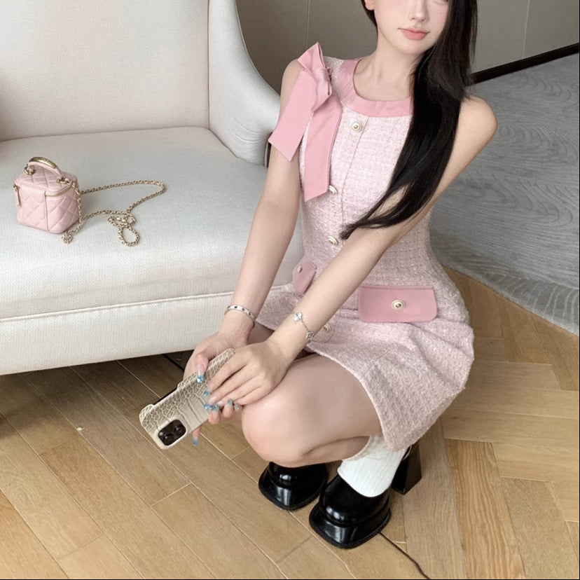 タグ付き！ MARS マーズ ツイードバルーンワンピース ピンク タグ付き！ MARS マーズ ツイードバルーンワンピース ピンク