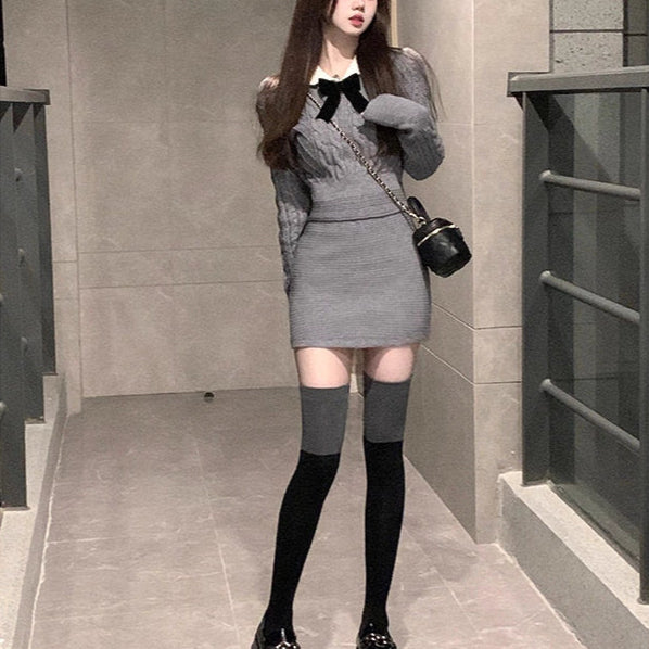 冬と恋を待つリボンカラーニットセットアップ_R0332 – merci latte