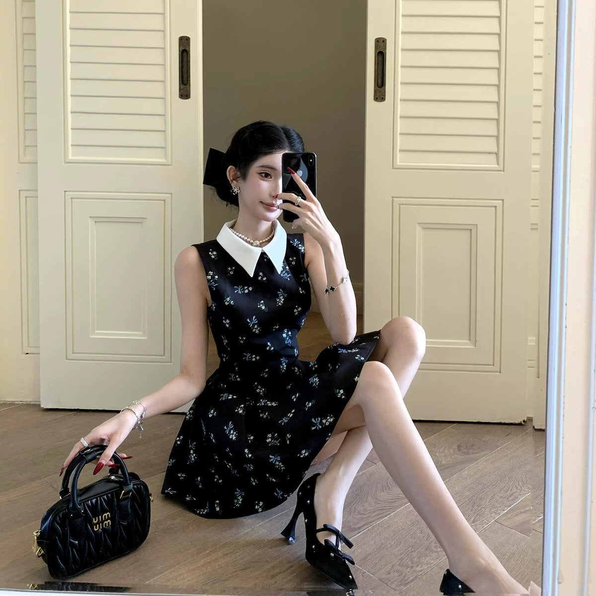 上品なお姉さん感漂うクラシカル小花柄ワンピース_R0506 – merci latte