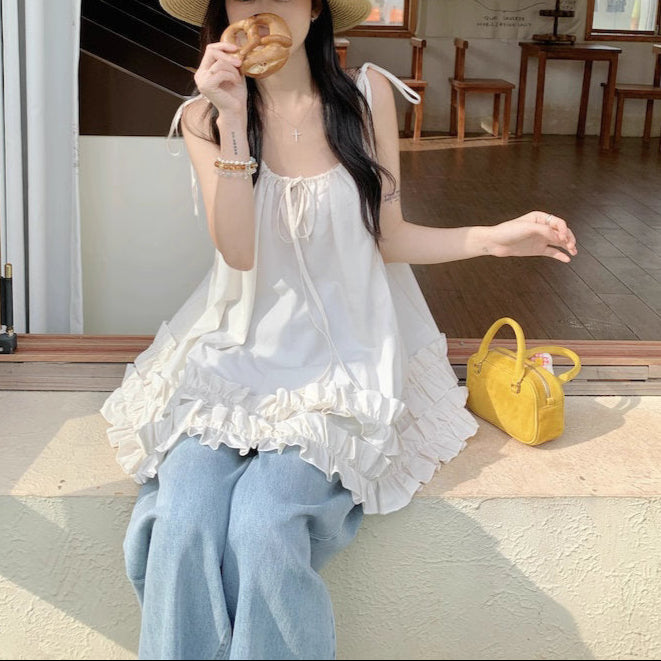 花びらフリルの風にそよぐベビードールキャミトップス_R0255 – merci latte