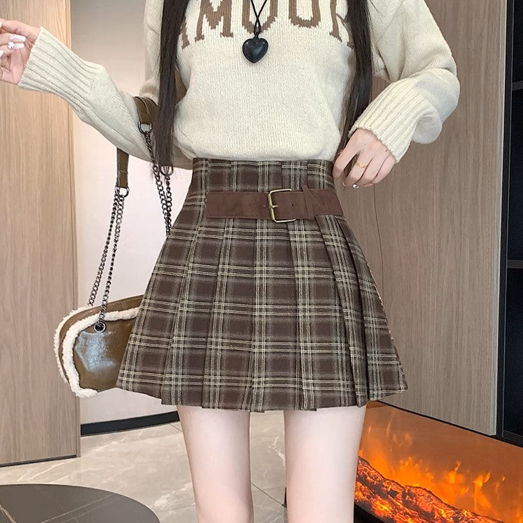 KIDILL チェック柄プリーツスカート 秋の風を感じるチェック柄プリーツスカート_N1655 – merci latte