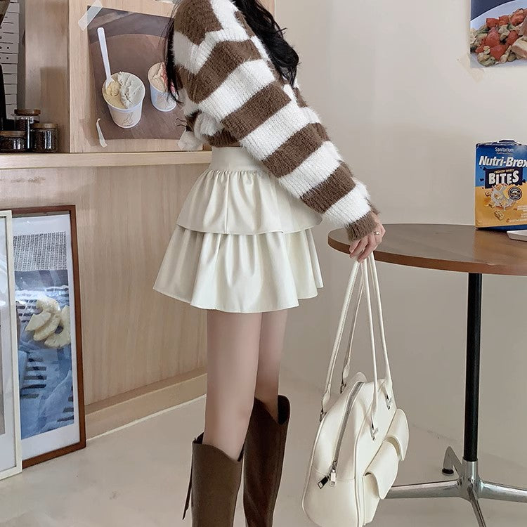 少し強気になれるレザーフリルスカート_N1662 – merci latte